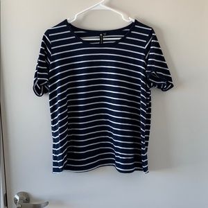 Blue and white striped top
